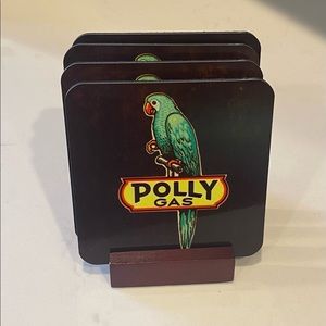 Petroliana-coasters Polly gas 4ea with holder NWT